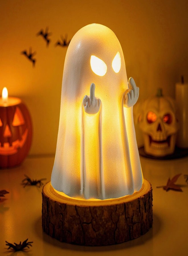 UNDWXFS Halloween Middle Light Up Ghost Figurine,5.1" Large Cute Spooky Ghost Statue,Halloween Decorations Indoor,Resin Statue for Party, Home, Indoor & Porch Decor - Image 1