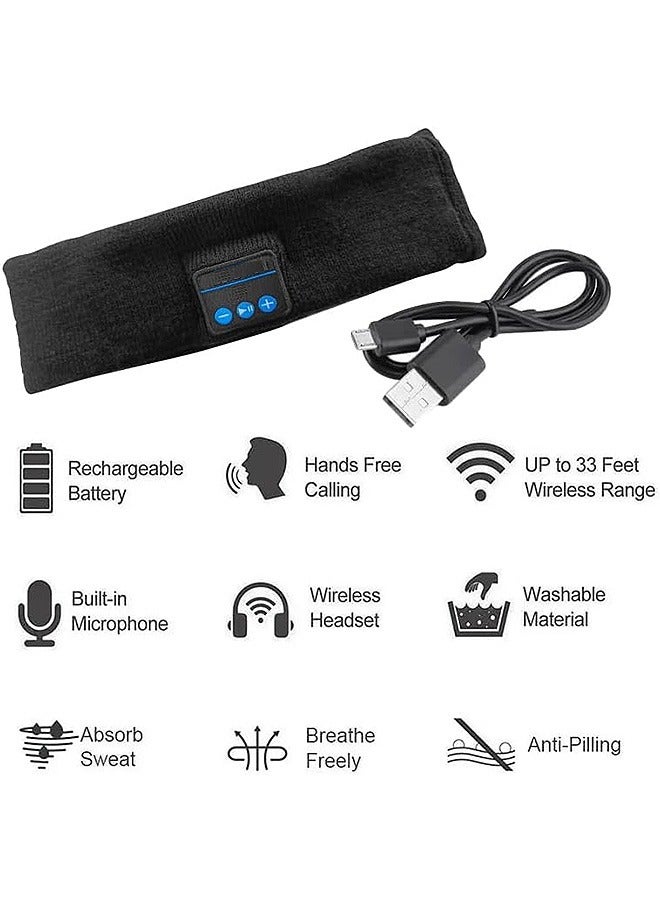 جيكومو سماعات الرأس أثناء النوم، سماعات الرأس أثناء النوم لاسلكي، سماعات الرأس الرياضية بلوتوث مع سماعات استريو عالية الدقة ممتازة للنوم التمرين الرياضي رياضة اليوغا، التأمل في السفر الجوي (أسود) - Image 3