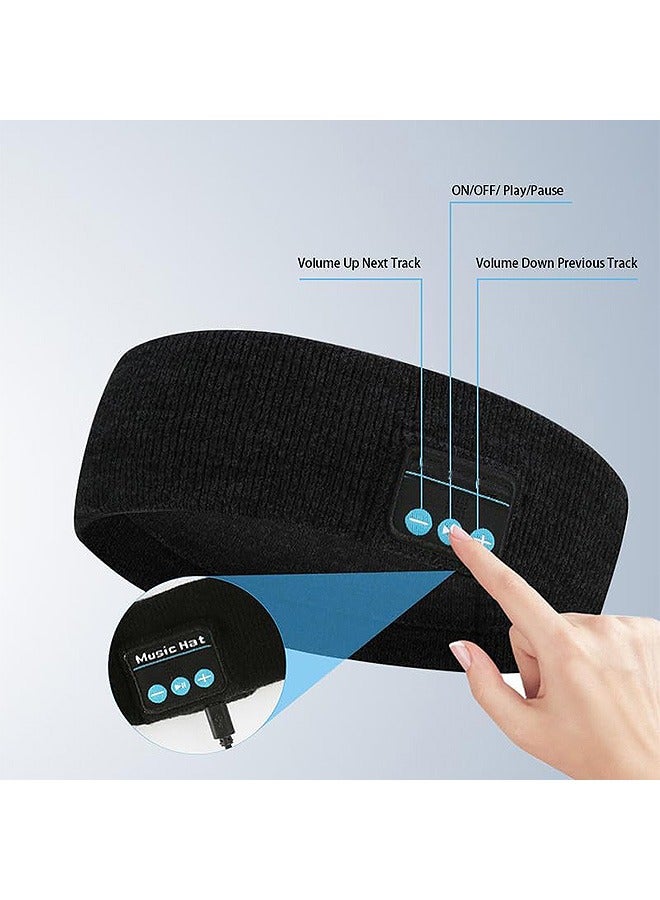 جيكومو سماعات الرأس أثناء النوم، سماعات الرأس أثناء النوم لاسلكي، سماعات الرأس الرياضية بلوتوث مع سماعات استريو عالية الدقة ممتازة للنوم التمرين الرياضي رياضة اليوغا، التأمل في السفر الجوي (أسود) - Image 4