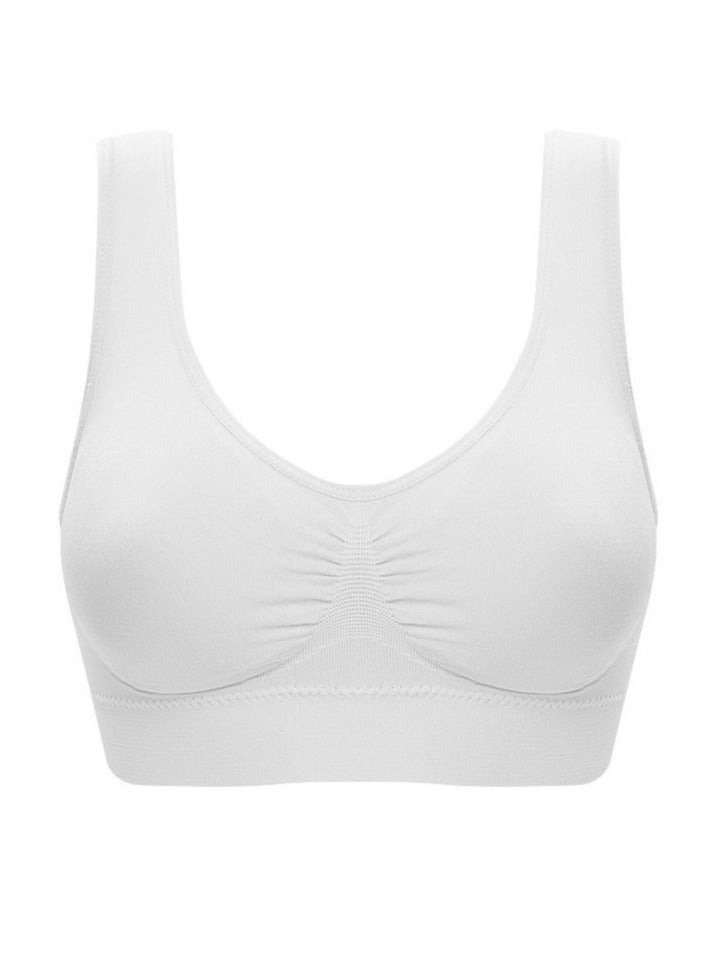 AROAQ Women Sports Bra, Fitness Sports Yoga Bra with Removable Padding,  Double-layer Seamless  Sports Bra without Rims, Comfortable Soft Bra for Workouts Running Yoga Trainings, (Size XXL, White)  - Image 1