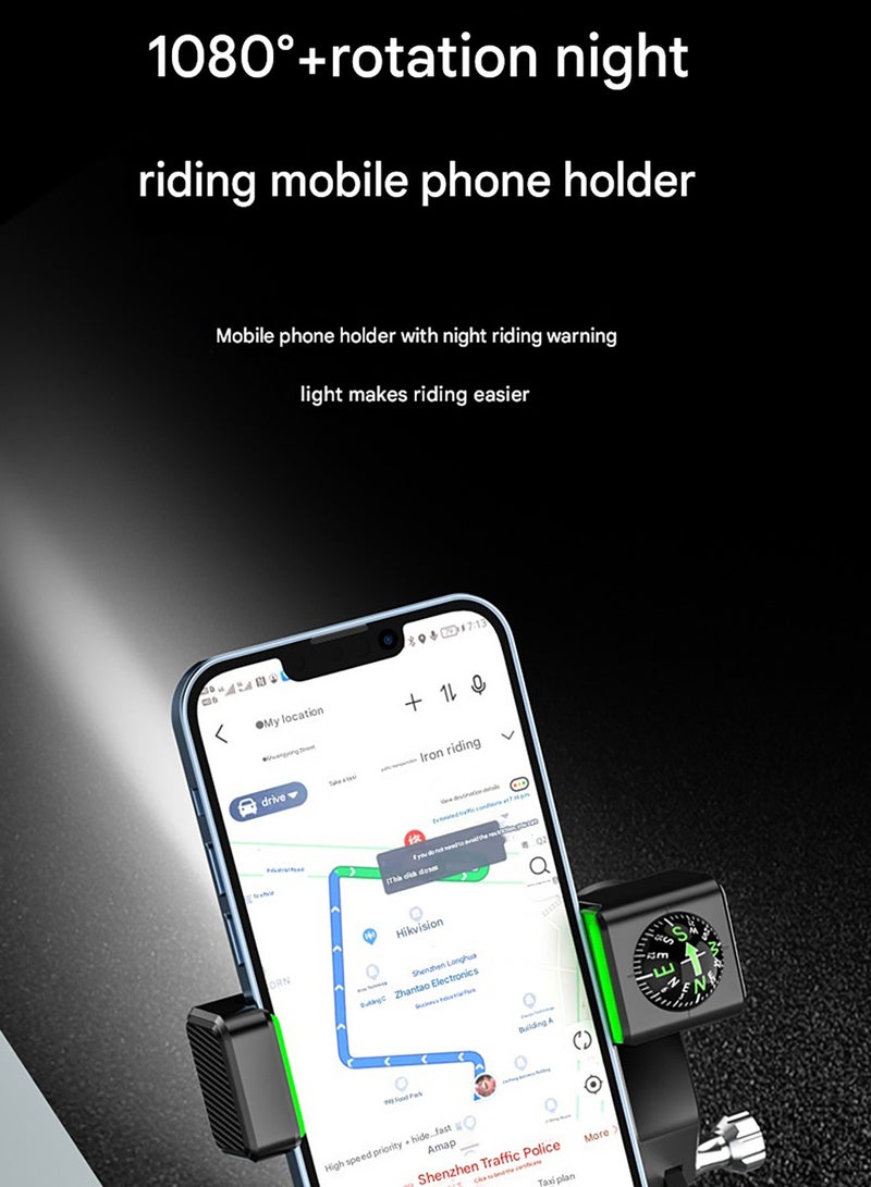 MHD Bicycle Mountain Bike Single Electric Bike Motorcycle Spherical Compass With Light Anti-Fall Mobile Phone Holder - Image 2