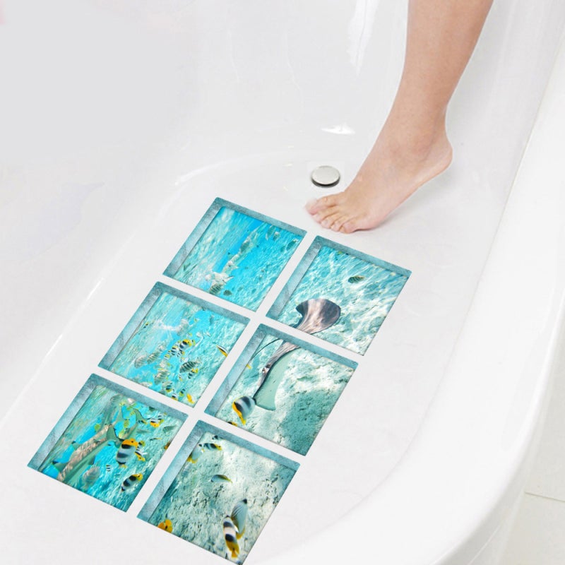Non-slip Bathtub Stickers: 6 PVC Waterproof Adhesive Decals - Fun Creative Designs, Easy Peel And Stick, Safe For Family Bath Time - Image 3