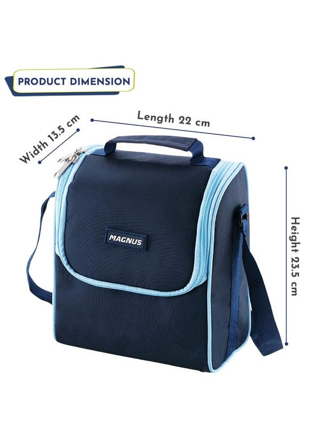 Magnus Magnus NEO 5 Lunch Tiffin with 3 Microwave Safe Steel Containers, Plastic Chutney Dabba, Steel Bottle, Spoon & Fork, Insulated Jacket - Ideal Lunch Box for Kids & Lunch Boxes for Office Men, Blue  - Image 3