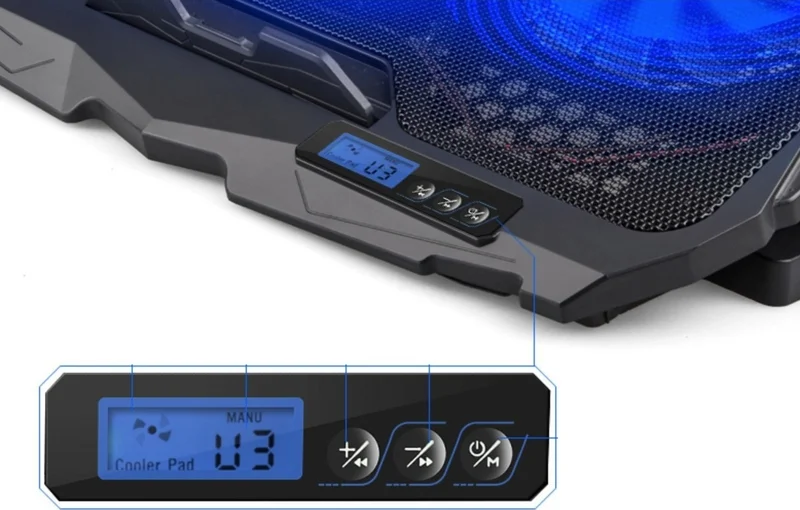 كونكورد C-884 Speed Adjustable 4 Fan Digital Display Laptop Cooler