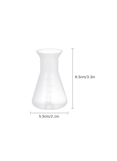 Erlenmeyer Flask 50ml Laboratory Conical Flask Plastic Erlenmeyer Flask Narrow Neck Clear Conical Flask with Scale for Laboratory School Educational Learning