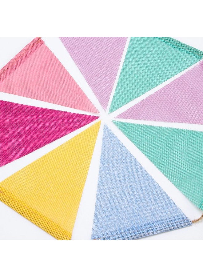 BEFORYOU 60 Flags Imitated Burlap Pennant Banner - Multicolor Fabric Triangle Flag Bunting for Party and Festival Hanging Decoration - Image 5