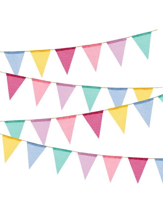 BEFORYOU 60 Flags Imitated Burlap Pennant Banner - Multicolor Fabric Triangle Flag Bunting for Party and Festival Hanging Decoration - Image 1