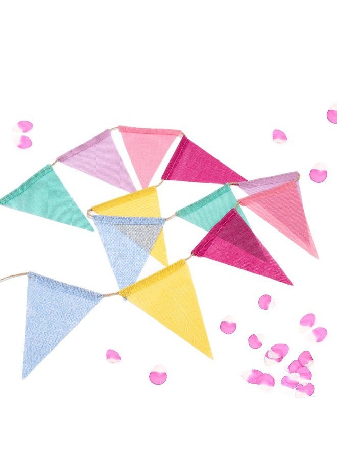 BEFORYOU 60 Flags Imitated Burlap Pennant Banner - Multicolor Fabric Triangle Flag Bunting for Party and Festival Hanging Decoration - Image 4