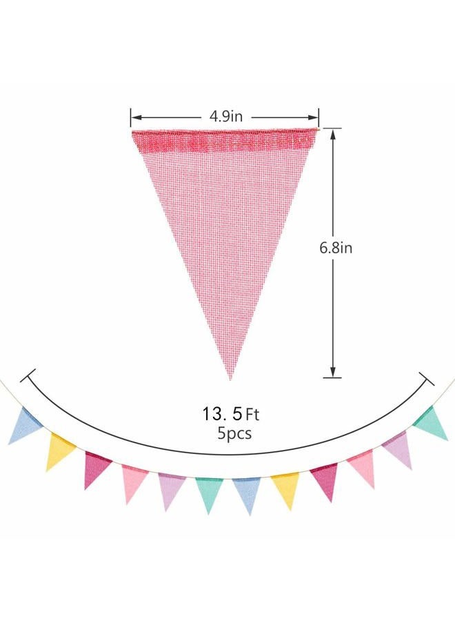 BEFORYOU 60 Flags Imitated Burlap Pennant Banner - Multicolor Fabric Triangle Flag Bunting for Party and Festival Hanging Decoration - Image 2