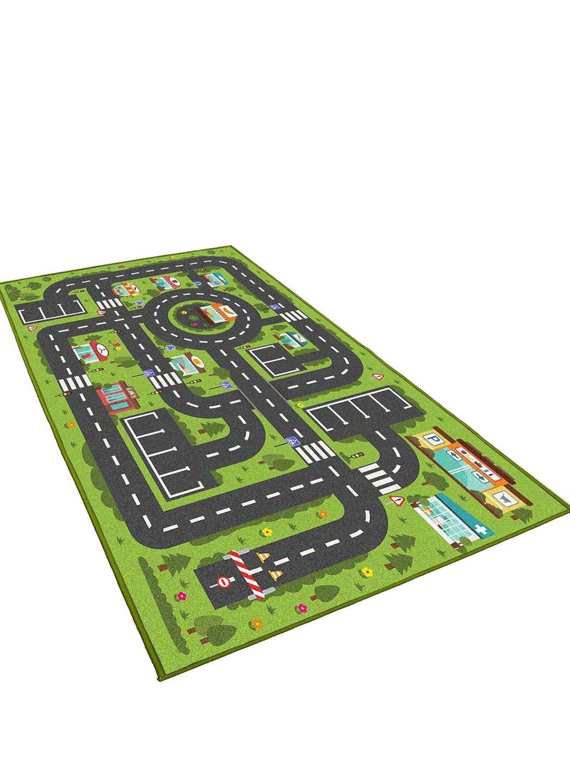 XICEN Large Play Mat, Car Trafficc Theme Rug Carpet for Kids, Kids Room Area Rug Bedroom Decor Rug Educational Road Traffic Carpet (Size 100cm×180cm/39"x71")  - Image 2