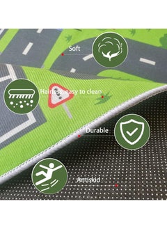 XICEN Large Play Mat, Car Trafficc Theme Rug Carpet for Kids, Kids Room Area Rug Bedroom Decor Rug Educational Road Traffic Carpet (Size 100cm×180cm/39"x71")  - Image 4