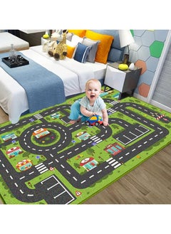 XICEN Large Play Mat, Car Trafficc Theme Rug Carpet for Kids, Kids Room Area Rug Bedroom Decor Rug Educational Road Traffic Carpet (Size 100cm×180cm/39"x71")  - Image 5