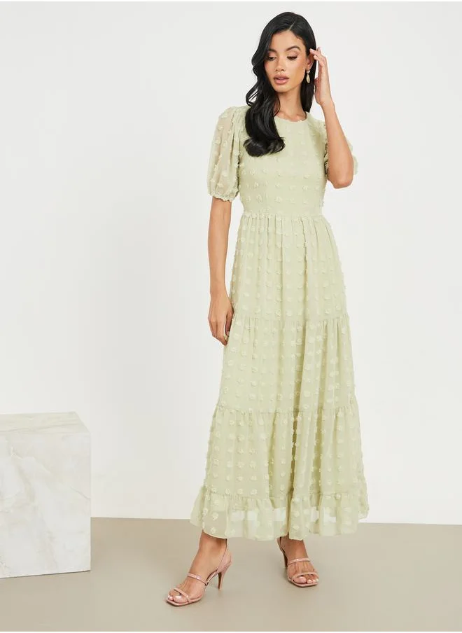 Styli Swiss Dobby Tiered Maxi Dress