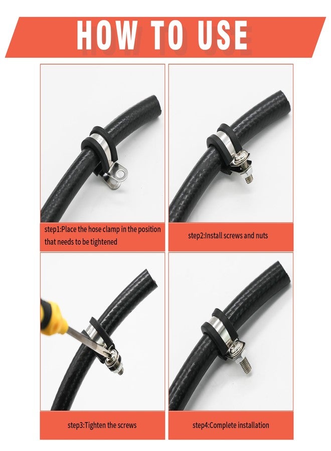 AKIHISA 116Pcs Kit 1/4"-1-1/4" 8Sizes Cable Clamps Kit, 304 Stainless Steel Conduit Clamps, for Cable, Pipe, Hose, Fuel Line, Metal Wire Cord Installation - Image 5