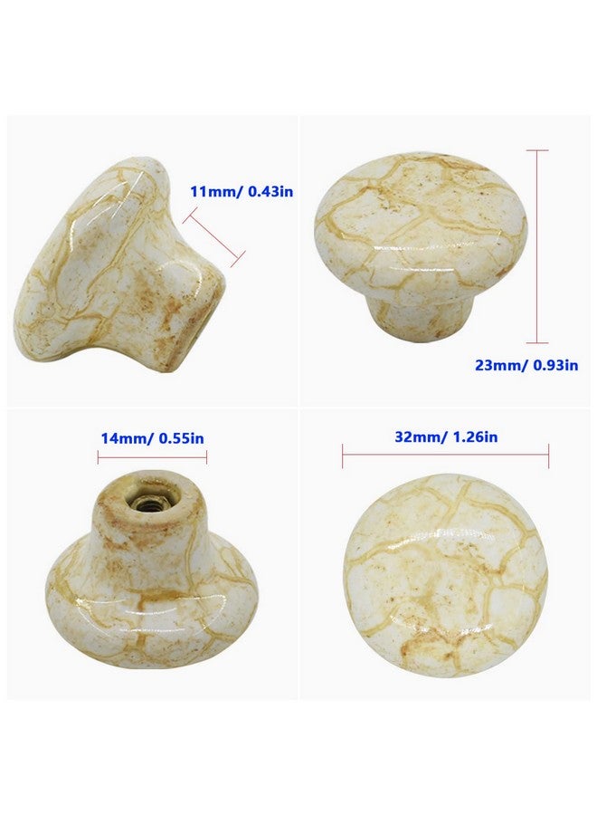 ريناشد مجموعة مكونة من 10 مقابض سيراميك مقاس 1.2 بوصة من Renashed، مقبض باب درج خزانة بلمسة نهائية رخامية، للخزائن وخزانة الملابس والأدراج والخزانة والصدر - Image 2