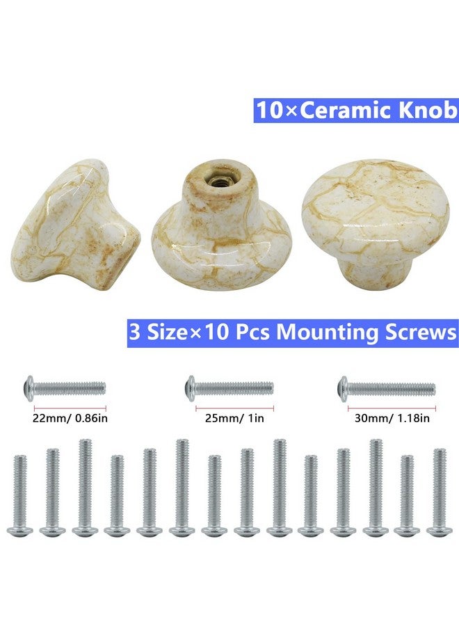 ريناشد مجموعة مكونة من 10 مقابض سيراميك مقاس 1.2 بوصة من Renashed، مقبض باب درج خزانة بلمسة نهائية رخامية، للخزائن وخزانة الملابس والأدراج والخزانة والصدر - Image 3