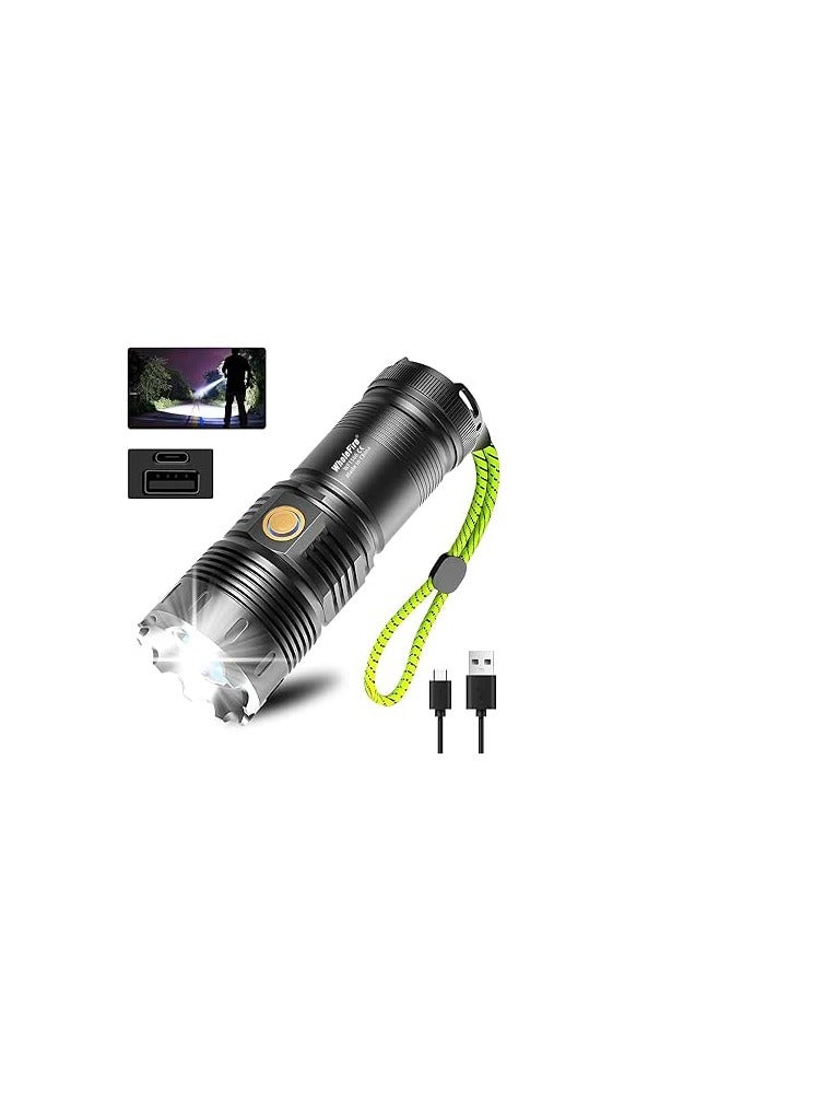 Rechargeable LED flashlight 200000 high lumens calirex, waterproof outdoor hiking flashlight, powerful portable focus flashlight  - Image 2