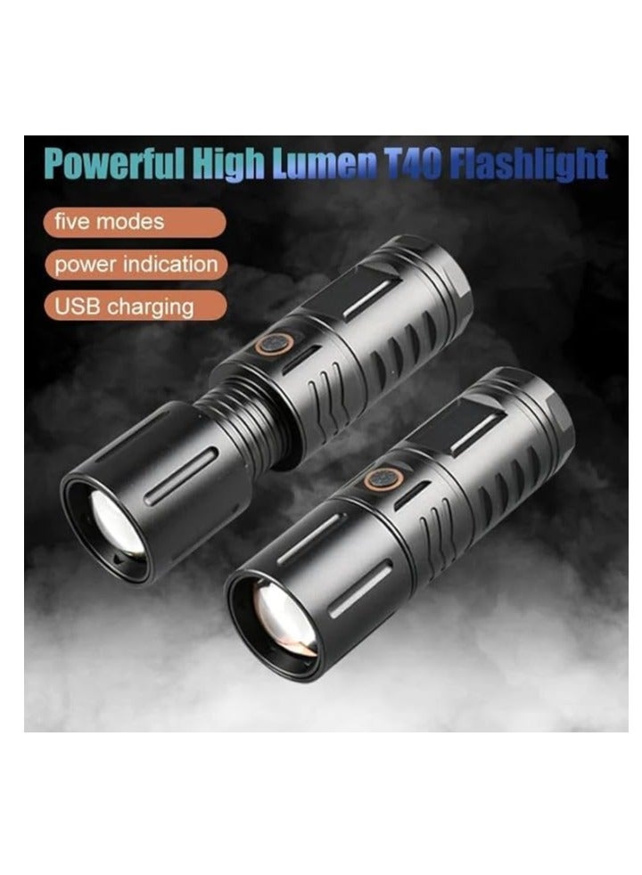 Rechargeable LED flashlight 200000 high lumens calirex, waterproof outdoor hiking flashlight, powerful portable focus flashlight  - Image 1