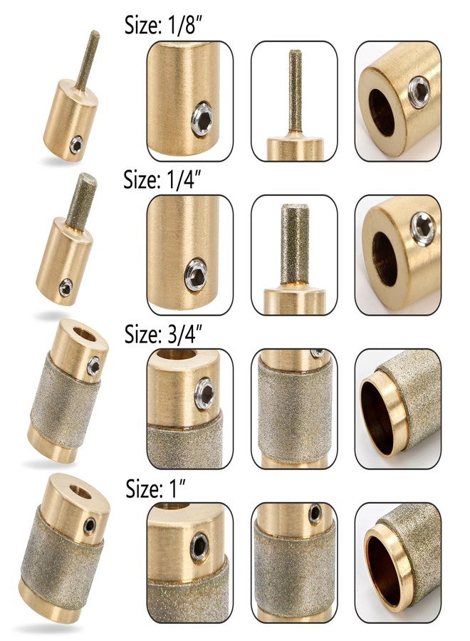 هيدوم مجموعة هيدومي من 4 رؤوس طحن زجاجية، مجموعة أدوات رأس طحن ماسي 1 3/4 1/4 1/8 بوصة، 4 أحجام رؤوس طحن زجاجية ملونة ذات قلب نحاسي وأدوات رأس طحن ماسي - Image 2