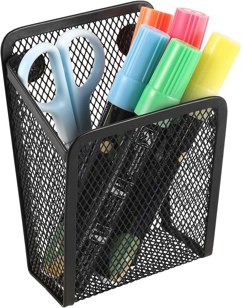 Sanpaint Magnetic Pencil Holder,Mesh Stainless Steel Pen Basket, Metal Writing Utensil Storage Organizer for Whiteboard,Blackboard,Kitchen, Locker, Home, or Office - Image 1