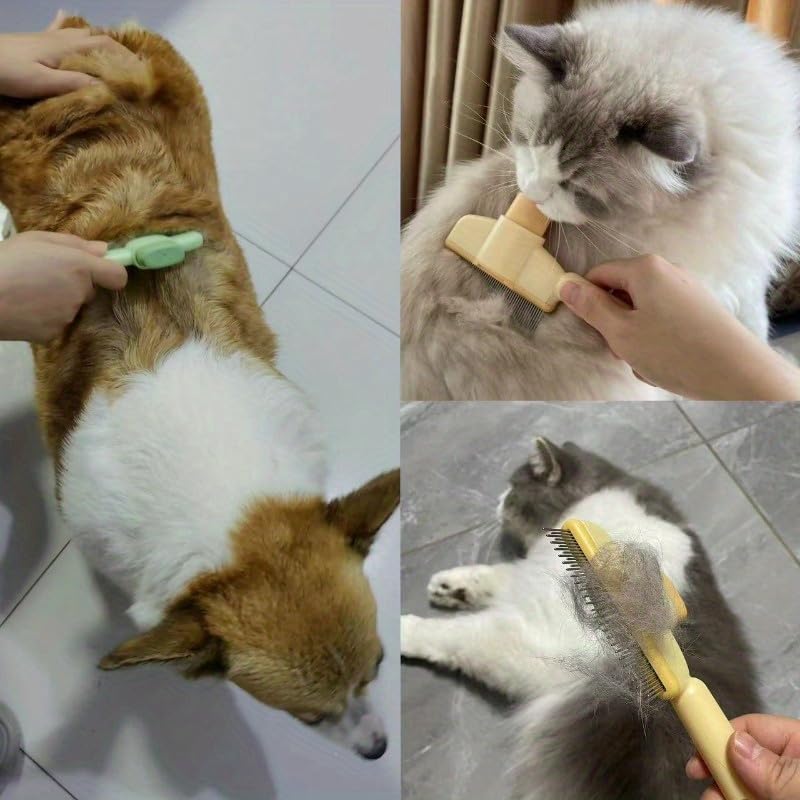 KickZu Dog Comb, Cat Comb, Flea Lice Comb, Stainless Steel Dog Cat Grooming Combs with Rounded Teeth, Double Sided Professional Pet Tear Stain Remover, Dematting Tool for Small, Medium & Large Pets - Image 2