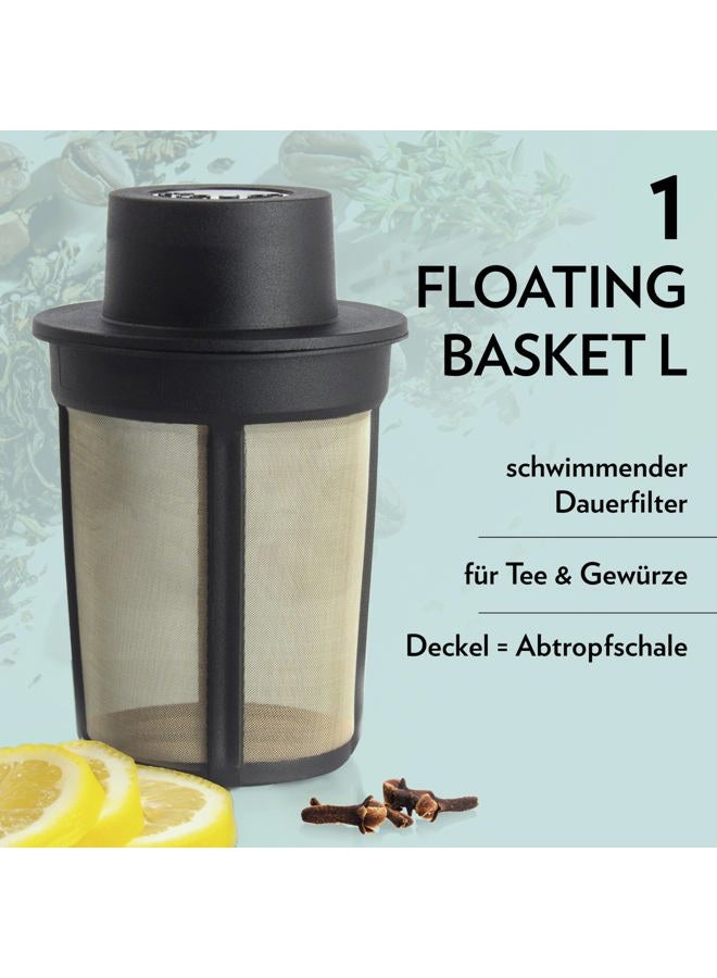 finum 63/421.41.00 Stainless Steel Loose-Leaf Floating Tea and Spice Infusing Basket, Large, Black - Image 2