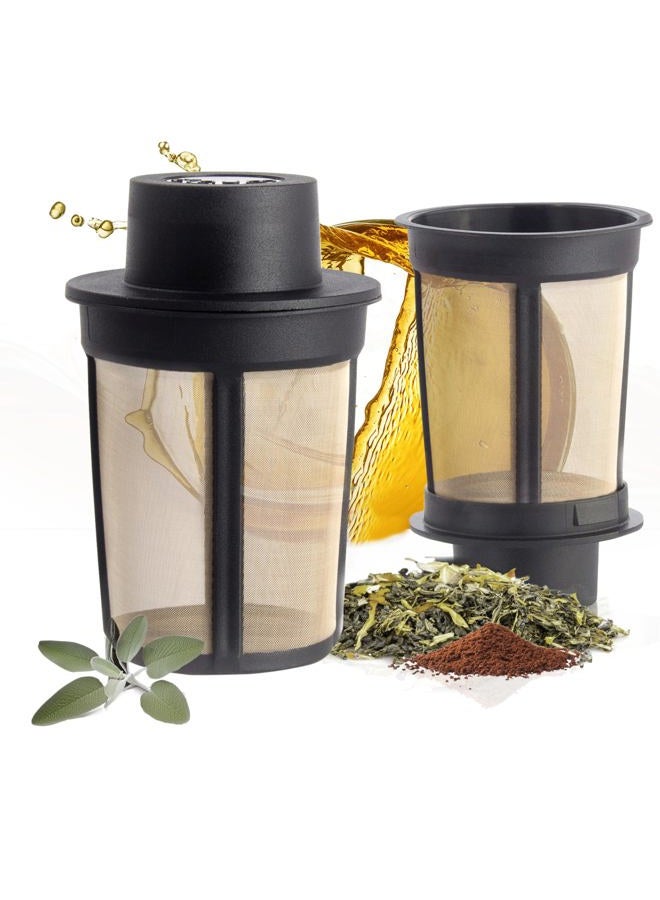 finum 63/421.41.00 Stainless Steel Loose-Leaf Floating Tea and Spice Infusing Basket, Large, Black - Image 1