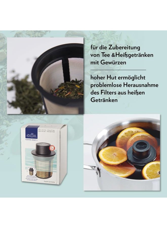 finum 63/421.41.00 Stainless Steel Loose-Leaf Floating Tea and Spice Infusing Basket, Large, Black - Image 4