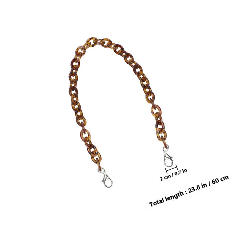 60CM Length O Shape Chain Tote Bag Acrylic Decorative Chain Accessory Dual End Alloy Buckle Straps Replacement Handbag Pouch Chains Straps for DIY Small Handbags (Leopard) - Image 2