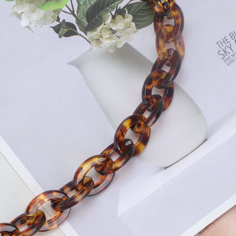 60CM Length O Shape Chain Tote Bag Acrylic Decorative Chain Accessory Dual End Alloy Buckle Straps Replacement Handbag Pouch Chains Straps for DIY Small Handbags (Leopard) - Image 5