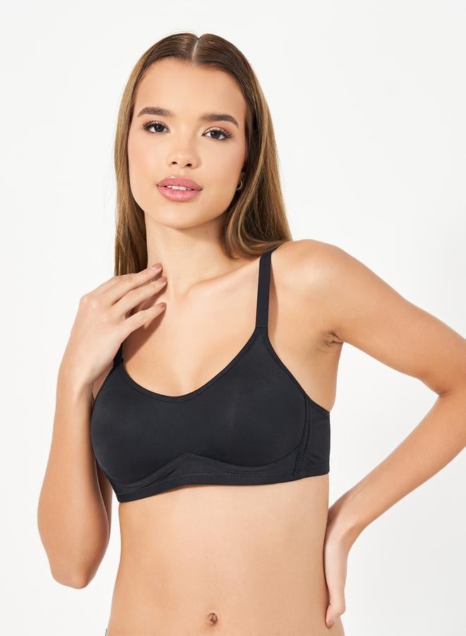 Styli Pack of 2 - Padded Non Wired Solid T-Shirt Bra - Image 2