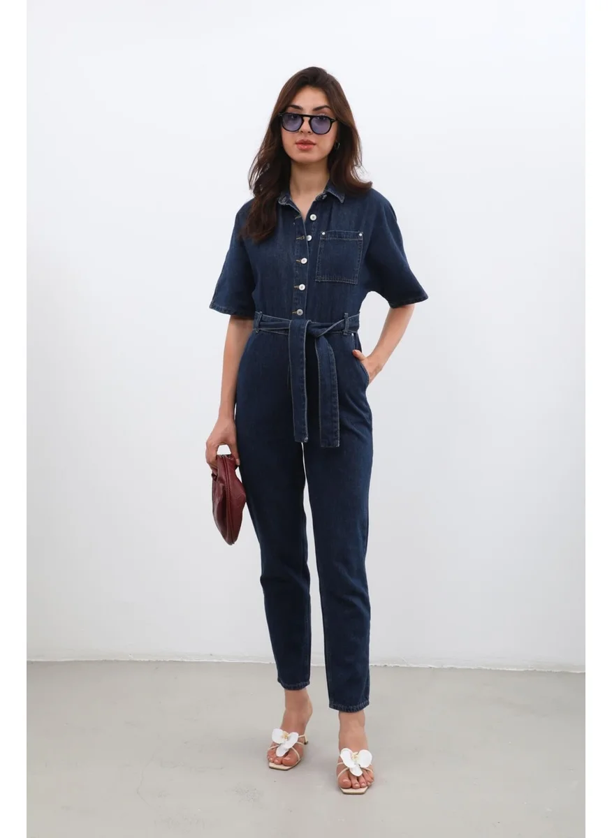 ماركابيا هوم Women's Bat Sleeve Jean Jumpsuit Rins