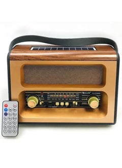 Golon GOLON Wireless Speaker, Retro Handheld Built-In Wireless Speaker Wooden Sensitive Solar Charging with FM/AM/SW Radio  - Image 1