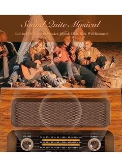Golon GOLON Wireless Speaker, Retro Handheld Built-In Wireless Speaker Wooden Sensitive Solar Charging with FM/AM/SW Radio  - Image 2