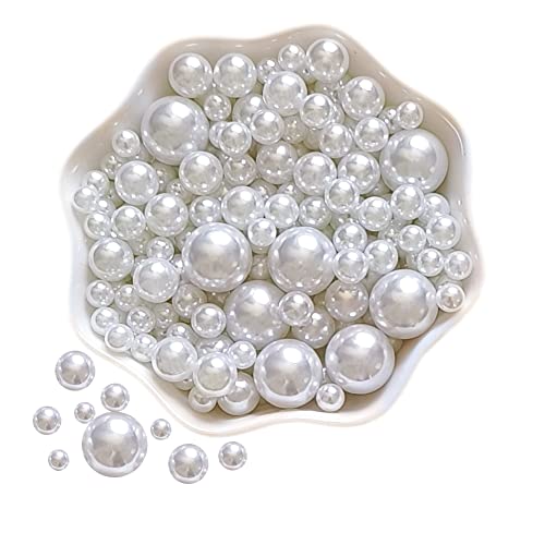 Cymtoo Lifestyle-cat 4 Size 330pcs Assorted Pearls Beads No Holes White Pearls Beads 5mm, 6mm, 8mm, 12mm Pearls for DIY, Table Scatter, Wedding, Birthday Party, Home Decoration - Image 1