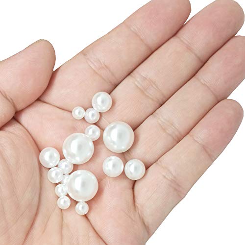 Cymtoo Lifestyle-cat 4 Size 330pcs Assorted Pearls Beads No Holes White Pearls Beads 5mm, 6mm, 8mm, 12mm Pearls for DIY, Table Scatter, Wedding, Birthday Party, Home Decoration - Image 2