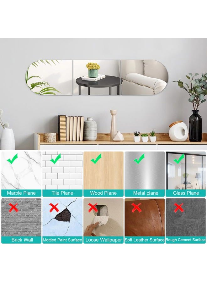 QEEYON Arched Full Length Mirror Wall Mounted 16''x12'' x 3PCS Frameless Glass Full Body Mirror Tiles for Wall, Door, Living Room, Bathroom, Bedroom, Cloakroom, Entryway Decor - Image 5