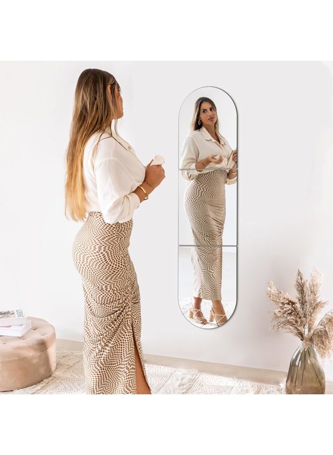 QEEYON Arched Full Length Mirror Wall Mounted 16''x12'' x 3PCS Frameless Glass Full Body Mirror Tiles for Wall, Door, Living Room, Bathroom, Bedroom, Cloakroom, Entryway Decor - Image 3