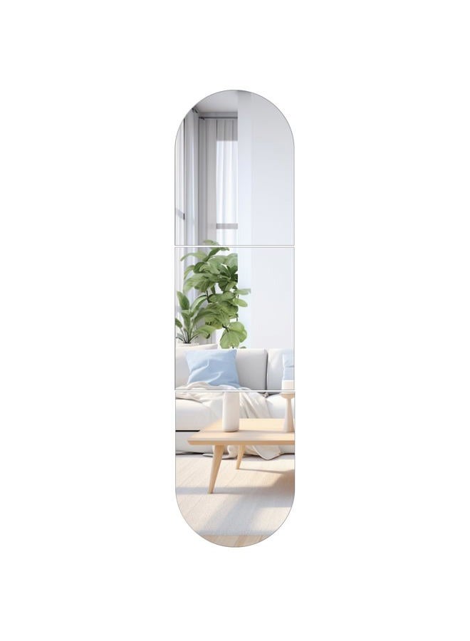 QEEYON Arched Full Length Mirror Wall Mounted 16''x12'' x 3PCS Frameless Glass Full Body Mirror Tiles for Wall, Door, Living Room, Bathroom, Bedroom, Cloakroom, Entryway Decor - Image 1