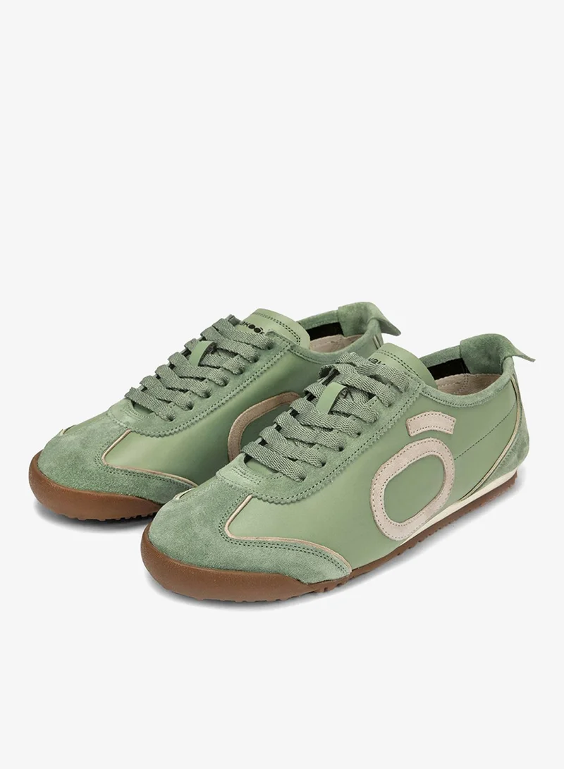 بيواكوف Men's Pista Green Soft Jade Color Block Suede Leather Low-Top Sneakers