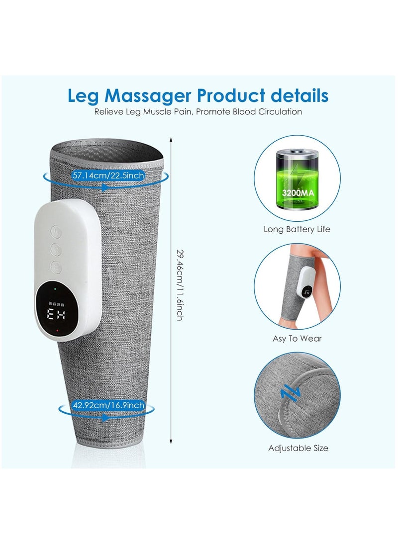 MileMelo Cordless Leg Massager with Heat, Calf Massager for Pain and Circulation with 3 Modes and 3 Intensities,Revitive Circulation Booster for Legs Air Compression Massager-Pair(Grey)  - Image 2