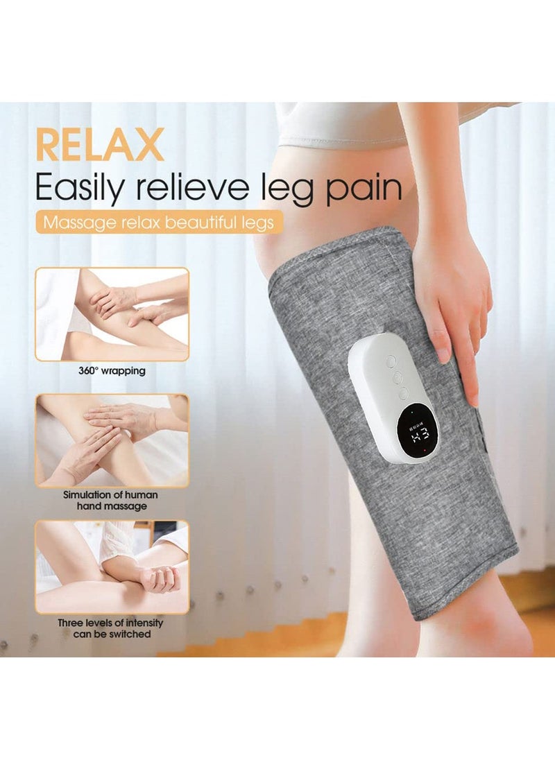 MileMelo Cordless Leg Massager with Heat, Calf Massager for Pain and Circulation with 3 Modes and 3 Intensities,Revitive Circulation Booster for Legs Air Compression Massager-Pair(Grey)  - Image 4
