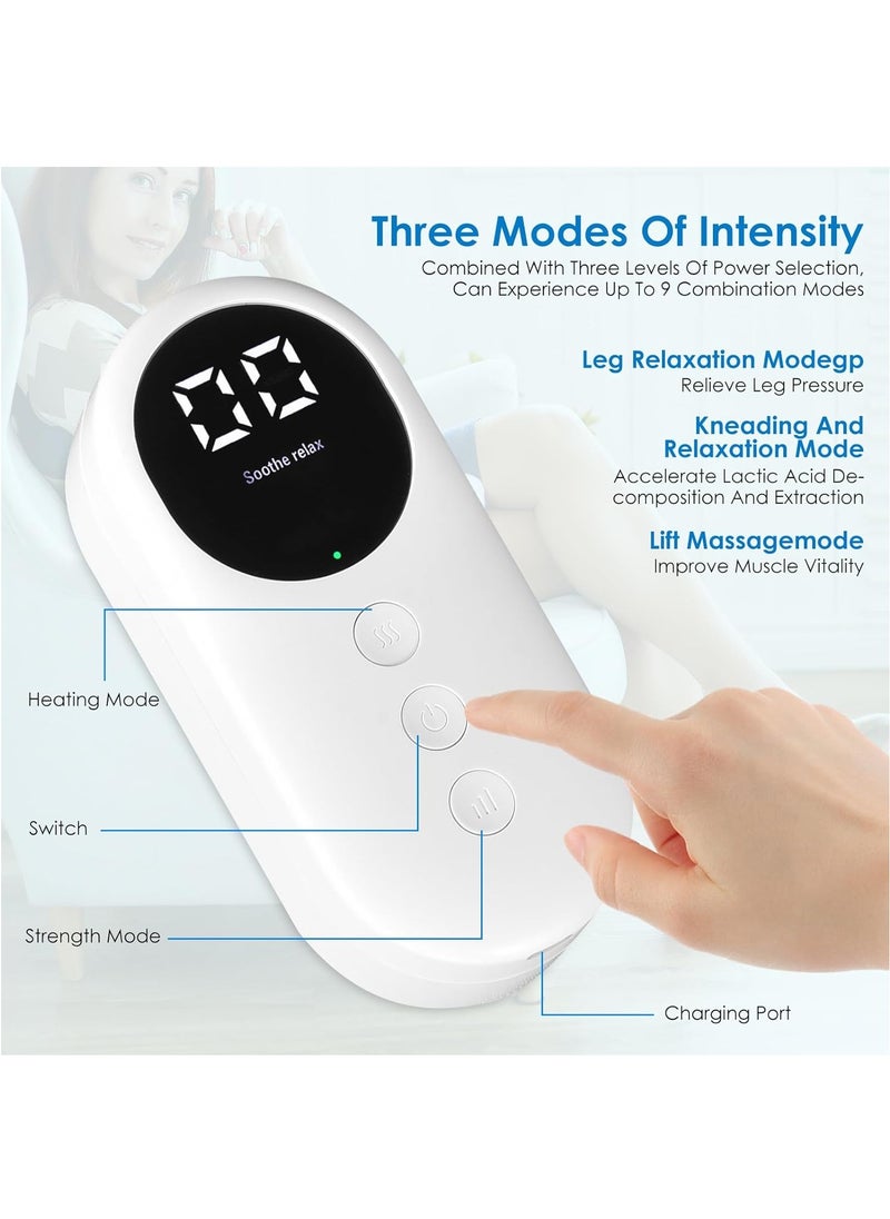 MileMelo Cordless Leg Massager with Heat, Calf Massager for Pain and Circulation with 3 Modes and 3 Intensities,Revitive Circulation Booster for Legs Air Compression Massager-Pair(Grey)  - Image 5