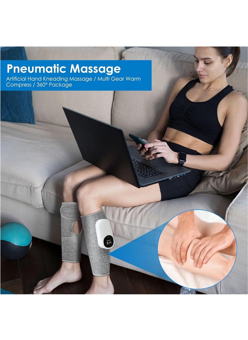 MileMelo Cordless Leg Massager with Heat, Calf Massager for Pain and Circulation with 3 Modes and 3 Intensities,Revitive Circulation Booster for Legs Air Compression Massager-Pair(Grey)  - Image 3