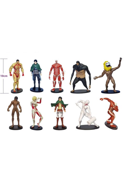 Attack on Titan - A Collection of 10 Handicraft Figure Models of Mikasa, Eren, Levi, Jaw and Beast Titans