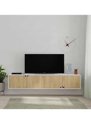 Spark Floating Tv Stand Cabinet Up To 70'' Inch Tv| Tv Unit Wall Mounted 4 Door| Tv Console| 180X35.6X35 Cm (White/Oak) - pzsku/Z573618714A53598F9D53Z/45/_/1728544627/fe3244c9-3e72-4a8b-a356-2ebdb9fb7051