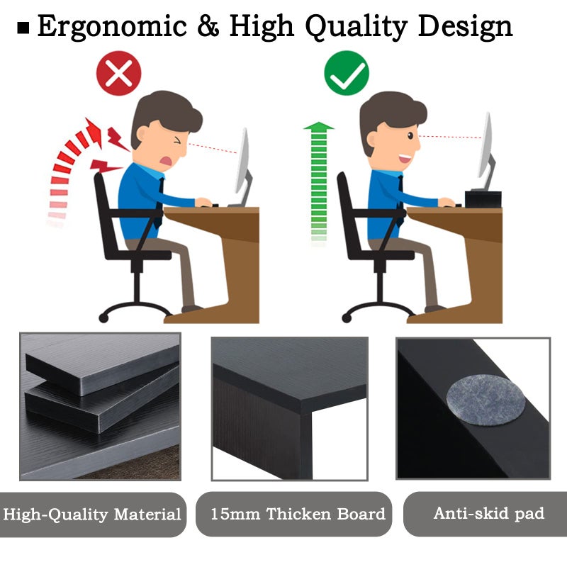 TEAMIX Wood Monitor Stand Riser-2 Pack, 2 Tier Adjustable Monitor Stand Dual Monitor Riser for 2 Monitors/Laptop/PC Black Computer Stand for Desk - Image 4