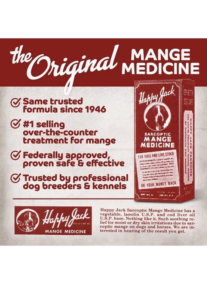 Happy Jack - Mange Medicine & Mange Treatment for Dogs & Horses - Brings Soothing Itch Relief to Hot Spots, Severe Mange, Fungi, Allergies, Eczema & Most Dog Skin Irritation (16 oz) - Image 1