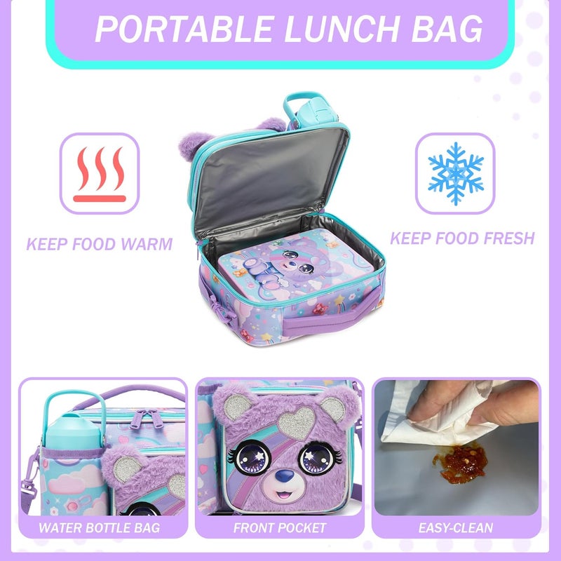 Oruiji Kids Bento Lunch Box with 6 Compartments Girls Lunch Box with Lunch Bag,Stainless Steel Water Bottle,Ice Pack & Utensils Set,Birthday Gifts for Ages 3-12 Back to School Toddler Girls - Image 3