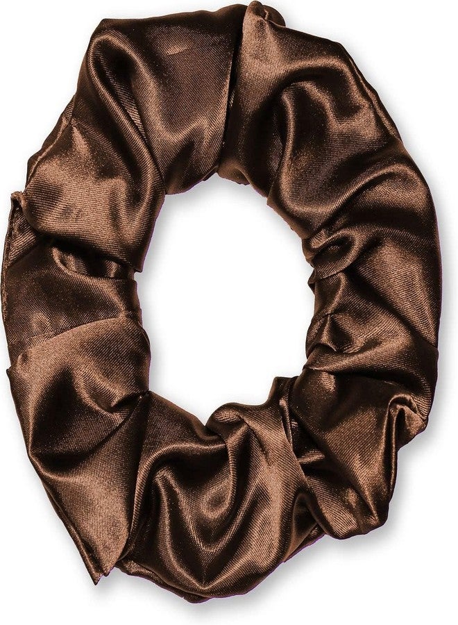 Young Arrow Premium Satin Scrunchies, Anti-Hair Breakage Ties, Hair Bands, Rubber Bands Ponytail Holders, Hair Accessories for Girls & Women, Best Gift (Pack of 6) (Dark Brown) - Image 3